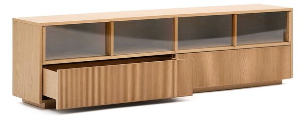 TV stolek v dekoru dubu v přírodní barvě 200x54x40 cm Helvine – Kave Home