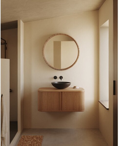 Závěsná skříňka pod umyvadlo v dekoru jasanu v přírodní barvě 90x40 cm Mailen – Kave Home
