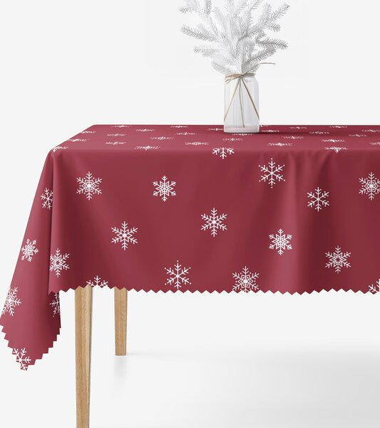 Goldea vánoční hranatý teflonový ubrus - sněhové vločky na červené 80 x 80 cm