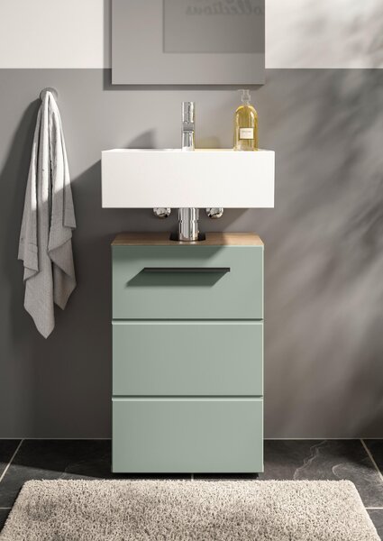 SKŘÍŇKA POD UMYVADLO, rákosová zelená, barvy dubu, 40/60/31 cm MID.YOU - Koupelnové série, Online Only