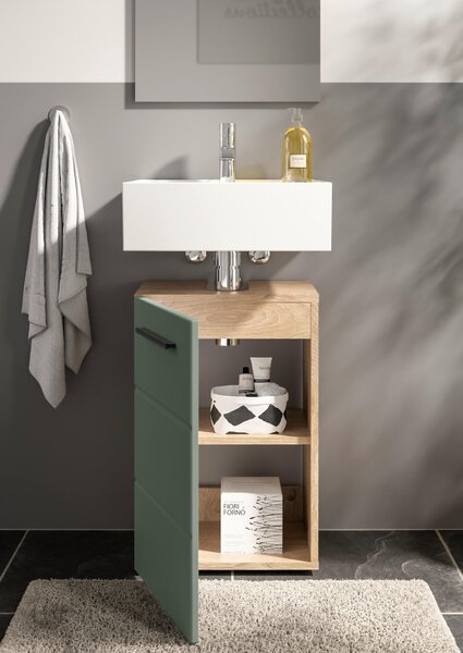 SKŘÍŇKA POD UMYVADLO, rákosová zelená, barvy dubu, 40/60/31 cm MID.YOU - Koupelnové série, Online Only