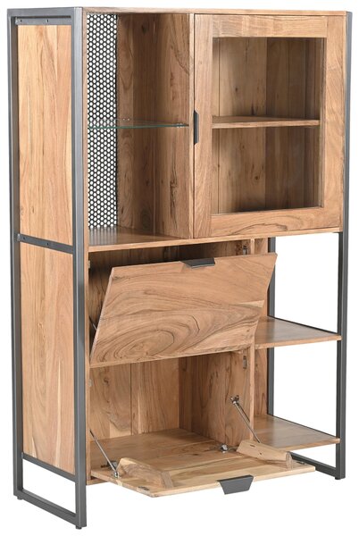 VYSOKÁ KOMODA, akácie, šedá, přírodní barvy, 104/150/40 cm Livetastic - Vysoké komody, Online Only