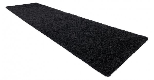 Makro Abra Koberec Běhoun jednobarevný SOFFI shaggy 5cm černý Rozměr: 60x250 cm