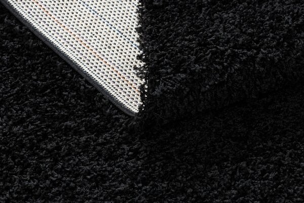 Makro Abra Koberec Běhoun jednobarevný SOFFI shaggy 5cm černý Rozměr: 60x250 cm