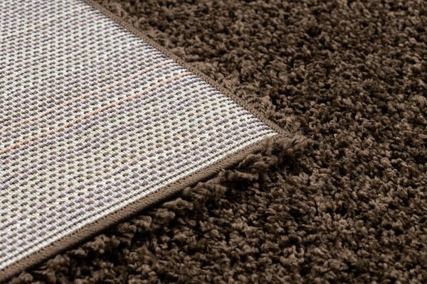 Makro Abra Koberec Běhoun jednobarevný SOFFI shaggy 5cm hnědý Rozměr: 60x250 cm