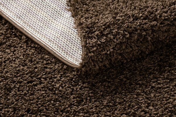 Makro Abra Koberec Běhoun jednobarevný SOFFI shaggy 5cm hnědý Rozměr: 60x250 cm