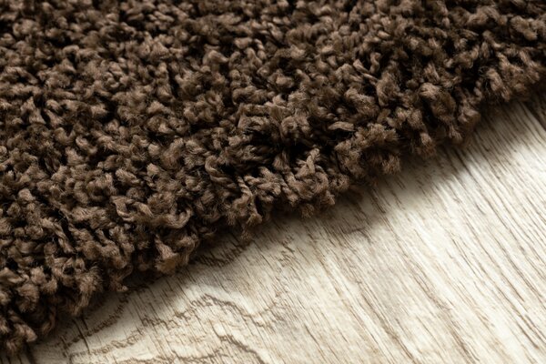 Makro Abra Koberec Běhoun jednobarevný SOFFI shaggy 5cm hnědý Rozměr: 60x250 cm