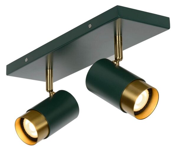 Lucide 35913/02/33 FLORIS stropní bodové svítidlo D100mm | 2xGU10 - zelená, mosaz