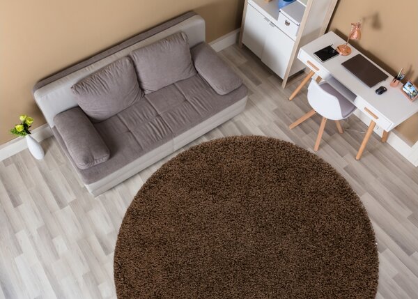 Makro Abra Kulatý koberec jednobarevný SOFFI shaggy 5cm hnědý Rozměr: průměr 80 cm