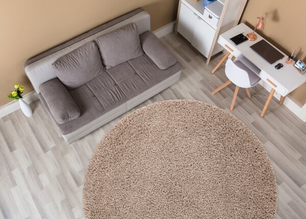 Makro Abra Kulatý koberec jednobarevný SOFFI shaggy 5cm béžový Rozměr: průměr 80 cm