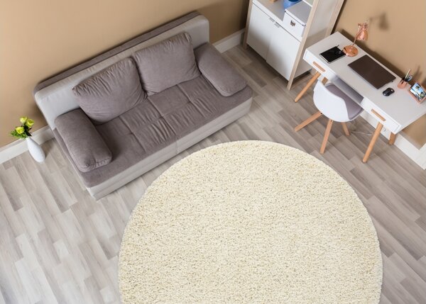 Makro Abra Kulatý koberec jednobarevný SOFFI shaggy 5cm krémový Rozměr: průměr 80 cm