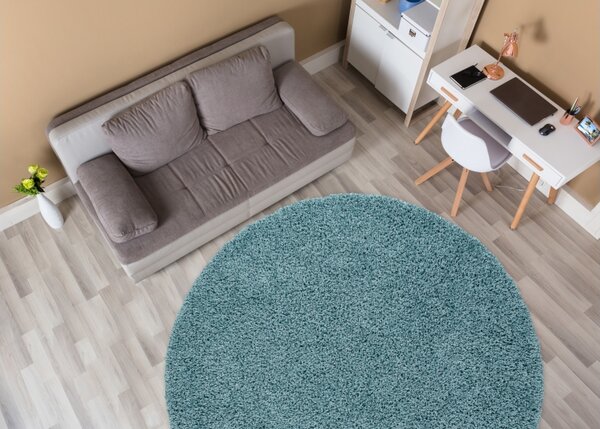 Makro Abra Kulatý koberec jednobarevný SOFFI shaggy 5cm modrý Rozměr: průměr 80 cm