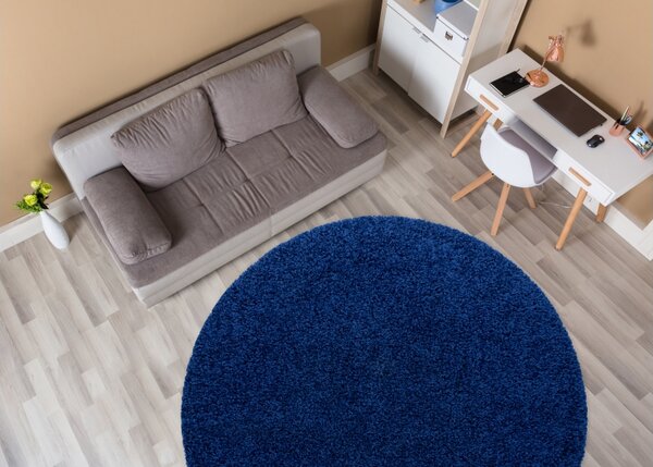 Makro Abra Kulatý koberec jednobarevný SOFFI shaggy 5cm tmavě modrý Rozměr: průměr 80 cm