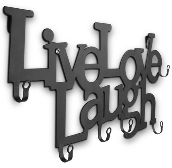 Miadomodo Nástěnný věšák se šesti háčky, Live Love Laugh