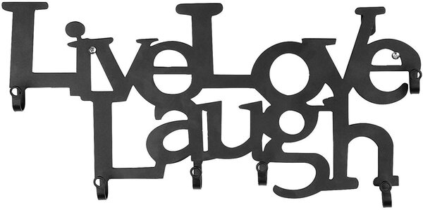 Miadomodo Nástěnný věšák se šesti háčky, Live Love Laugh