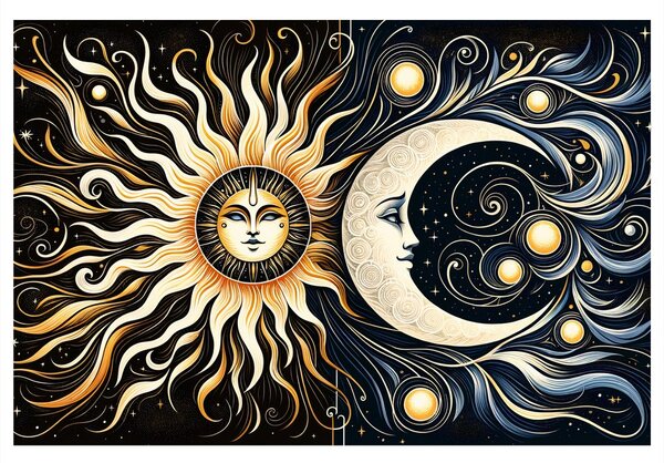 Obraz slunce a luna