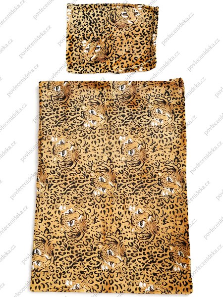 Mikroplyšové povlečení LEOPARD na jednolůžko 140×200 / 70×90 – hřejivé mikroflanelové povlečení se zipem