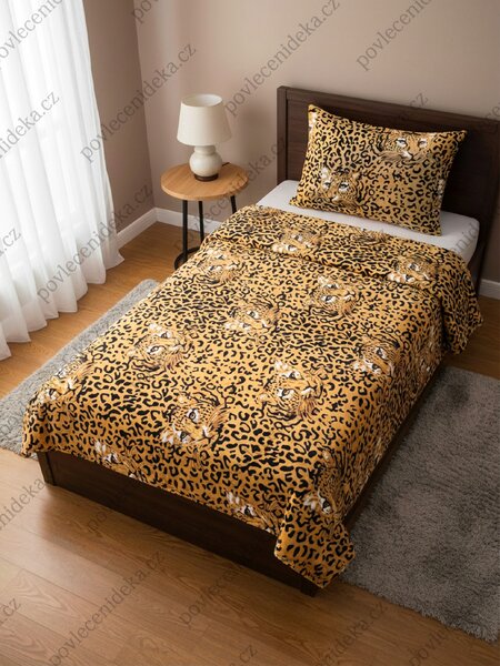 Mikroplyšové povlečení LEOPARD na jednolůžko 140×200 / 70×90 – hřejivé mikroflanelové povlečení se zipem