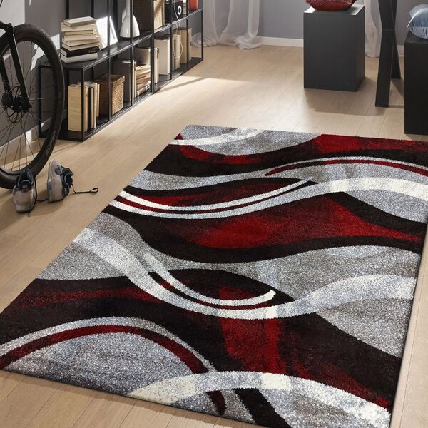 Makro Abra Kusový koberec moderní OTTO 01 červený šedý Rozměr: 80x150 cm