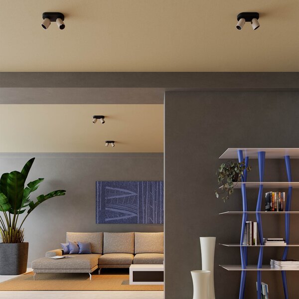 Redo 01-4212 Kobe, černo-hnědé stropní/nástěnné svítidlo, LED 16W 2700K, stmívatelné TRIAC, průměr 6cm, 20x9cm