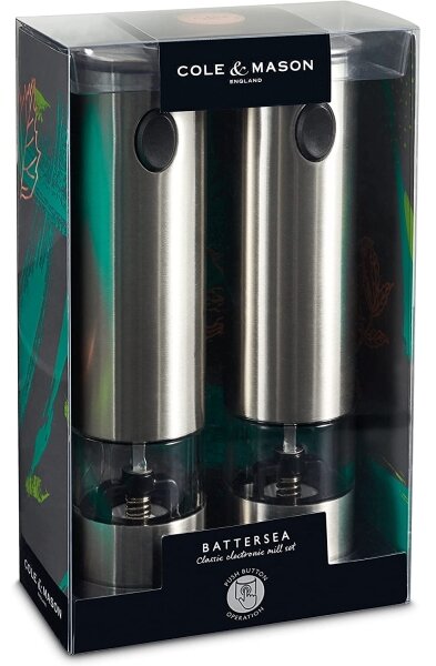 Cole&Mason - Sada elektrických mlýnků na koření BATTERSEA 2 ks 6xAAA