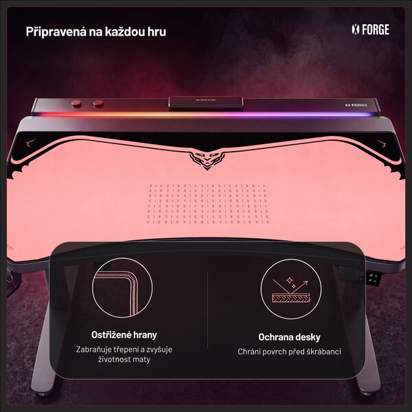 Velká herní podložka na stůl, růžová, 120x52 cm: Diablo X-Forge Akira Pink