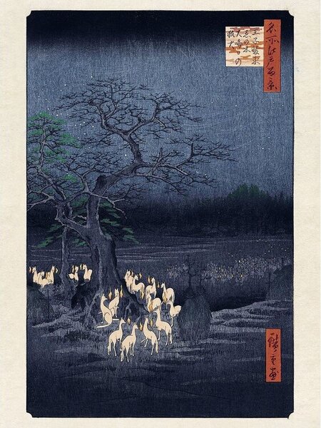 Umělecký tisk Hokusai - Fox Fires on New Year's Eve at, Utagawa Hiroshige, (30 x 40 cm)