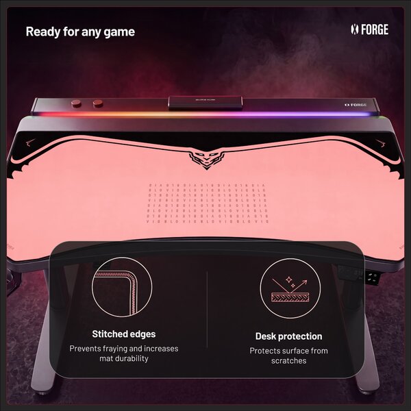 Velká herní podložka na stůl, růžová, 140x52 cm: Diablo X-Forge Akira Pink