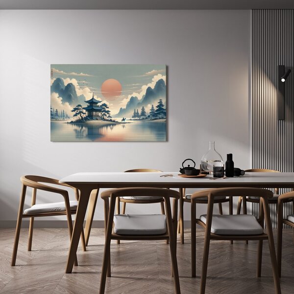 Obraz japonský chrám a jezero
