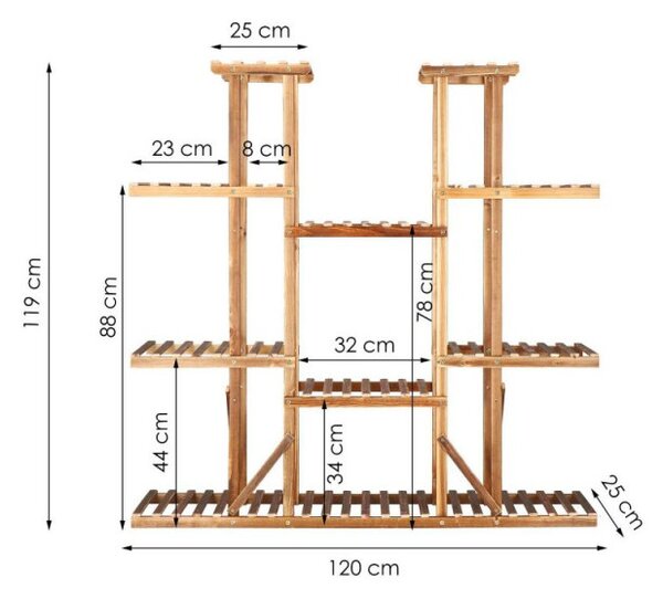 Dřevěný stojan na květiny 119 cm SPRINGOS GA0200 hnědý