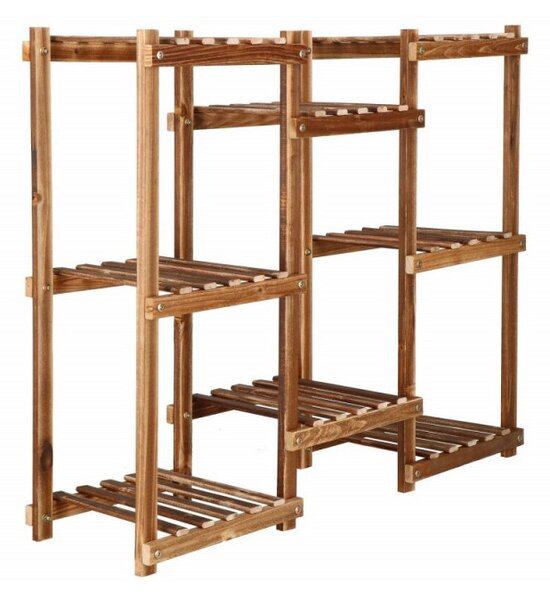 Dřevěný stojan na květiny 70 cm 8 polic SPRINGOS GA0198 hnědý
