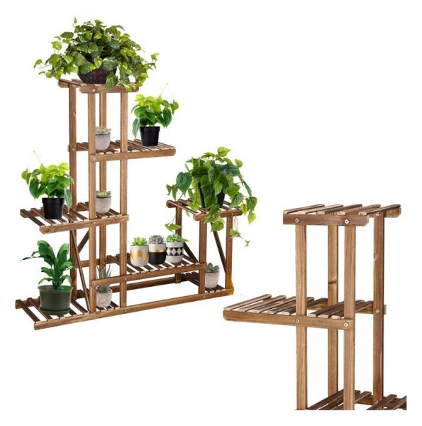 Dřevěný stojan na květiny 95 cm SPRINGOS GA0176 hnědý