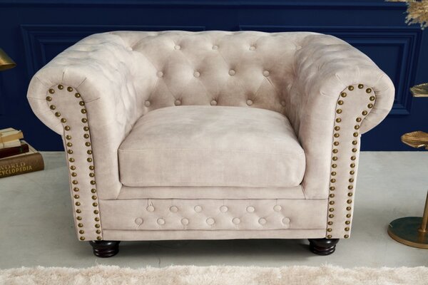 Křeslo CHESTERFIELD 110 CM šampaňské samet Nábytek | Obývací pokoj | Křesla | Klasická