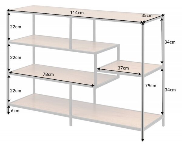 Regál SLIM LINE 115 CM vzhled divoký dub Nábytek | Úložné prostory | Regály a knihovny