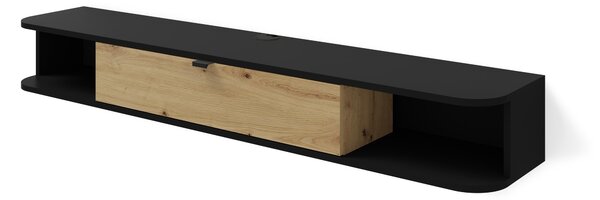 BIM Závěsná TV skříňka Icarus, černý mat/dub artisan