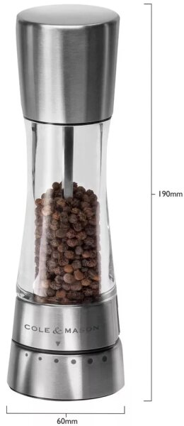 Cole&Mason - Mlýnek na sůl DERWENT 19 cm lesklý chrom