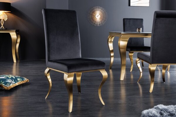 2SET židle MODERN BAROCCO GOLD černá samet Nábytek | Jídelní prostory | Jídelní židle | Klasické