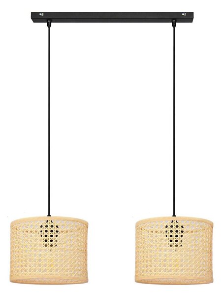Lustr na lanku ALBA 2xE27/15W/230V ratan/černá
