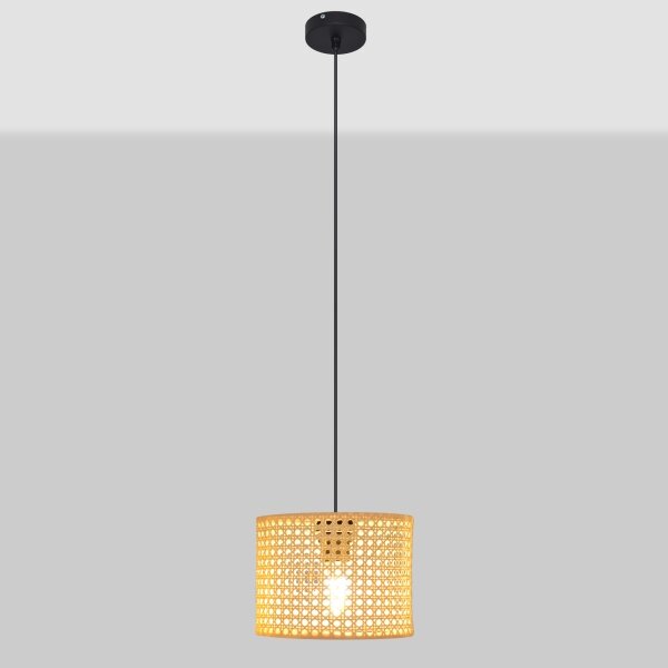Lustr na lanku ALBA 1xE27/15W/230V pr. 20 cm ratan/černá