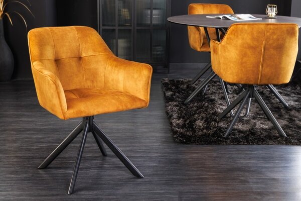 2SET jídelní židle LOFT II tmavě žlutá samet otočná Nábytek | Jídelní prostory | Jídelní židle | Křesložidle