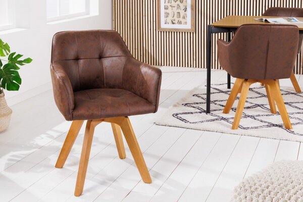 2SET jídelní židle LOFT WOOD II antik hnědá mikrovlákno otočná Nábytek | Jídelní prostory | Jídelní židle | Křesložidle