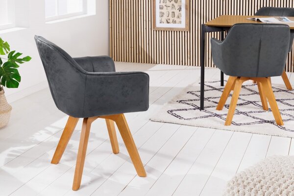 2SET jídelní židle LOFT WOOD II antik šedá mikrovlákno otočná Nábytek | Jídelní prostory | Jídelní židle | Křesložidle
