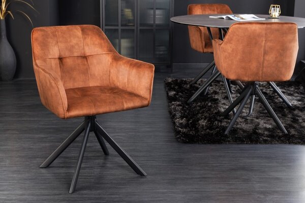 2SET jídelní židle LOFT II hnědá samet otočná Nábytek | Jídelní prostory | Jídelní židle | Křesložidle