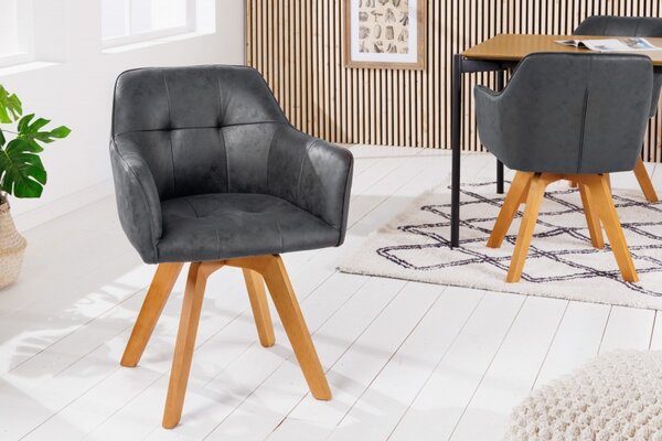2SET jídelní židle LOFT WOOD II antik šedá mikrovlákno otočná Nábytek | Jídelní prostory | Jídelní židle | Křesložidle