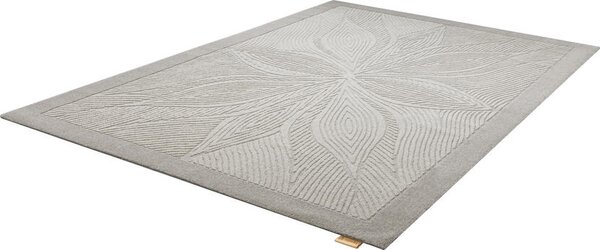 Kusový koberec vlněný Agnella Noble Tric Květy světle šedý Rozměr: 80x160 cm