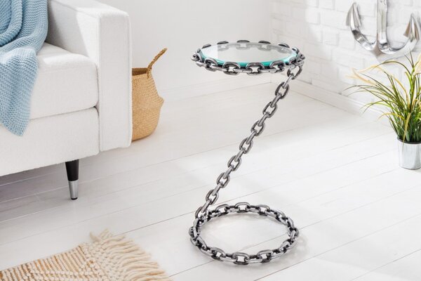 Odkládací stolek CHAIN 55 CM stříbrný Nábytek | Doplňkový nábytek | Odkládací stolky