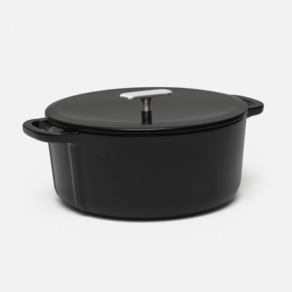 Fabini Smaltovaný litinový kastrol s poklicí Ø 26 cm (6 l), černý
