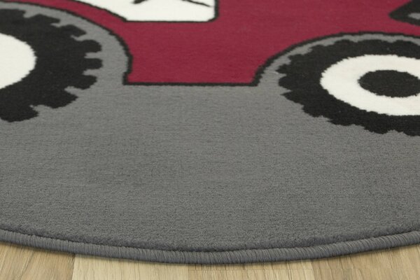 Associated Weavers Kulatý dětský koberec Luna Kids 534457/51915 Traktor červený šedý Rozměr: průměr 120 cm