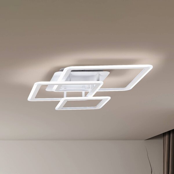 FISCHER & HONSEL LED stropní svítidlo Gelder, pískově bílé, délka 65 cm, kovové, RGBW,, stmívatelný, Bílá / opál, Obývací pokoj / jídelna, kov, Moderní