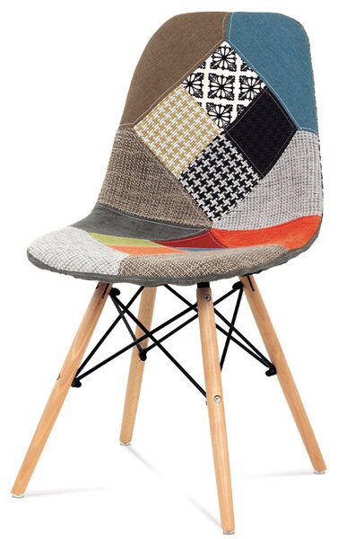 Jídelní čalouněná dřevěná židle GARA – bez područek, patchwork